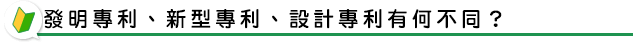 發明專利、新型專利、設計專利有何不同？