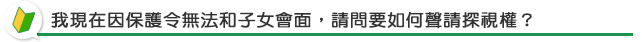 我現在因保護令無法和子女會面，請問要如何聲請探視權？
