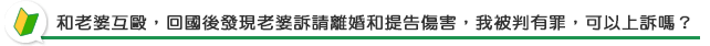 夫妻互毆後，女方提出離婚與傷害告訴，男方遭判有罪，請問男方可上訴嗎？