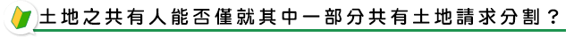 土地之共有人能否僅就其中一部分共有土地請求分割？